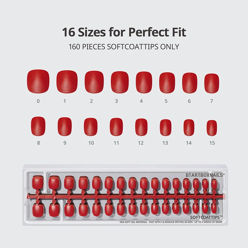 SOFTCOATTIPS™ Red Collection Five Shades XXS Squoval