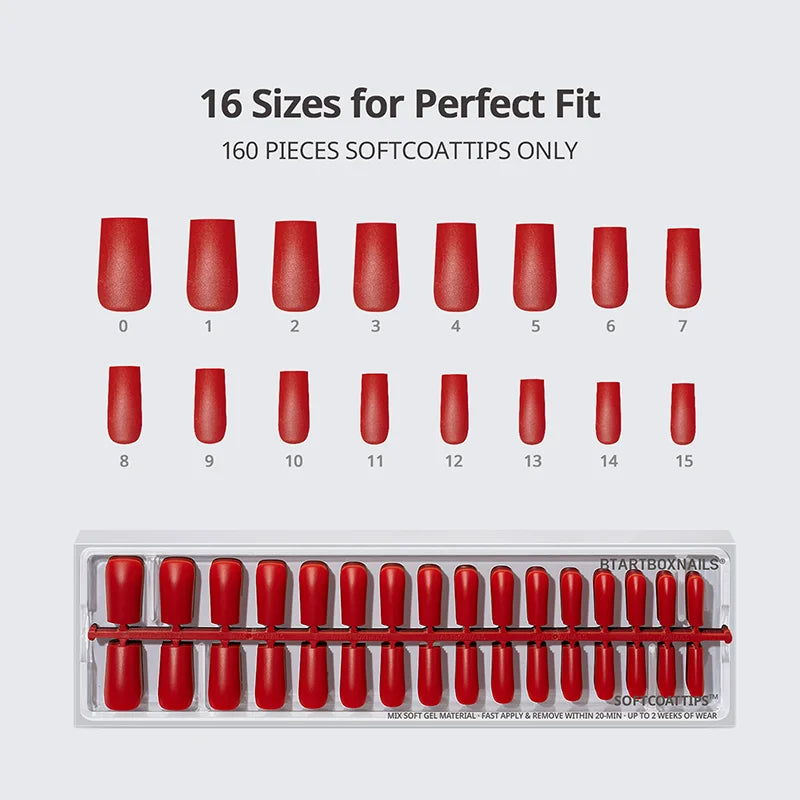 SOFTCOATTIPS™ Red Collection Five Shades Long Square
