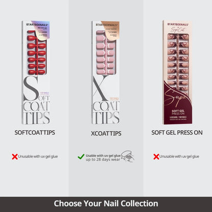 XCOATTIPS® French - Peach Short Square Pastel Tips