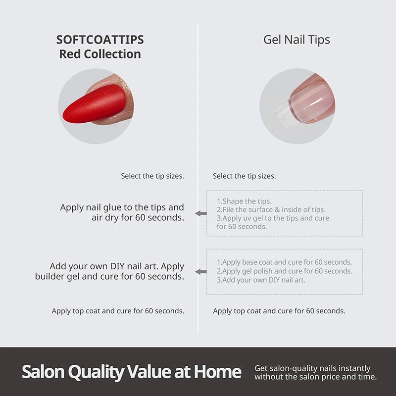 SOFTCOATTIPS™ Red Collection - Five Shades - Long Square