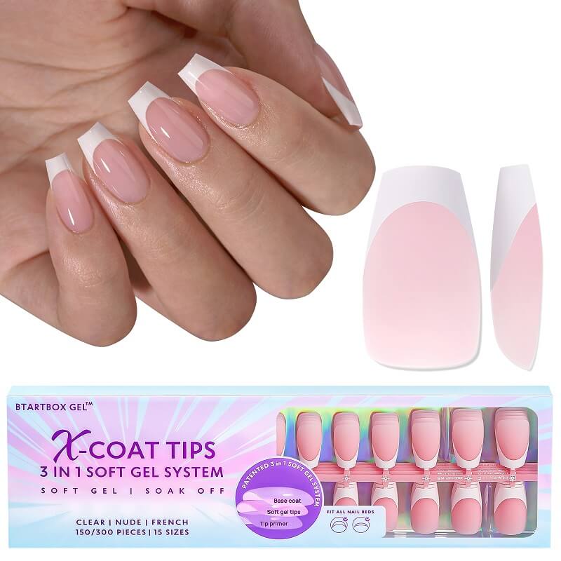 20 pcs Long Coffin French style Nails – MakyNailSupply
