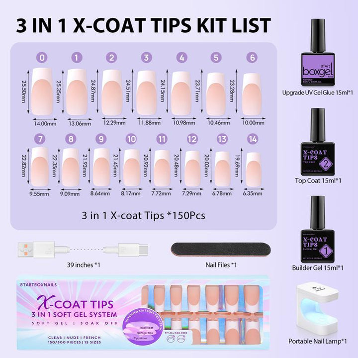 X-Coat Tips®French Kit - Long Square