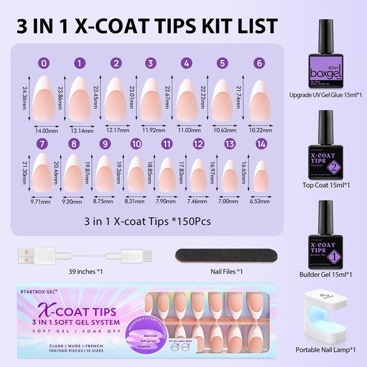 X-Coat Tips® French Kit - Medium Almond