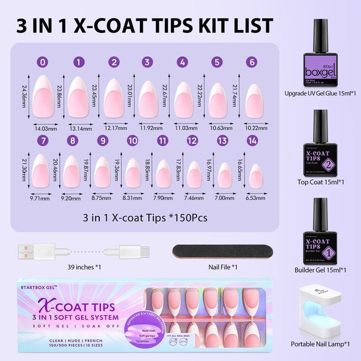X-Coat Tips® French Kit - Medium Almond
