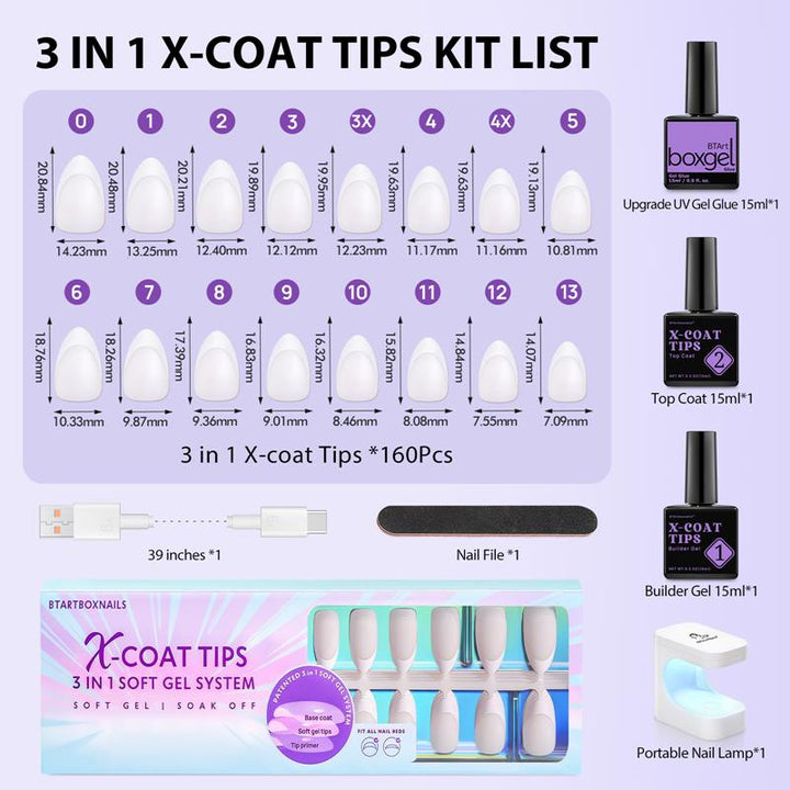 X-Coat Tips®French Kit - Short Almond