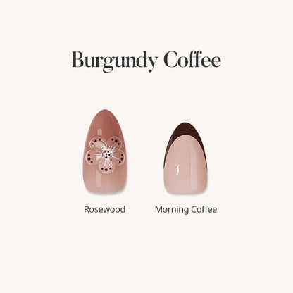 Burgundy Coffee Almond Set Press On Nails