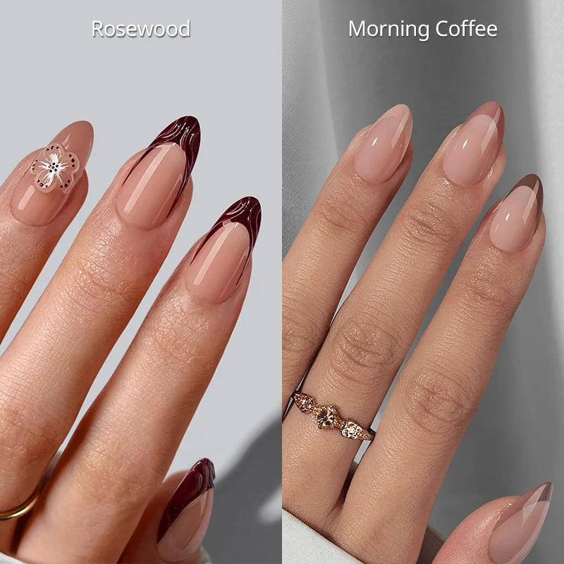 Burgundy Coffee Almond Set Press On Nails