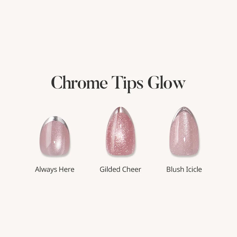 Chrome Tips Glow Press-On-Nägel