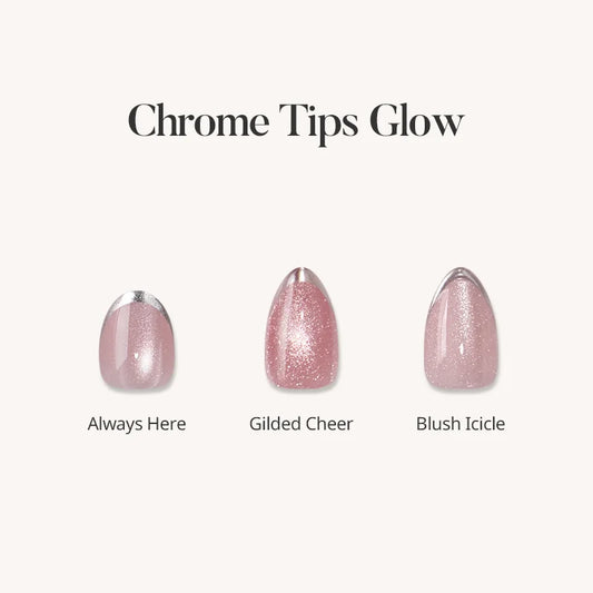 Chrome Tips Glow Press On Nails