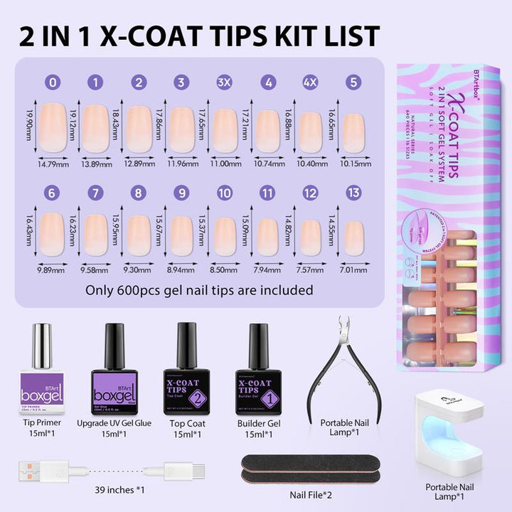 Kit Natural X-Coat Tips® -Mix Color-Carré