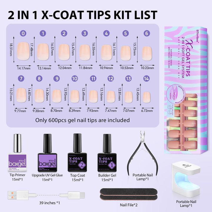 X-Coat Tips®Natural Kit -Mix Color-Square