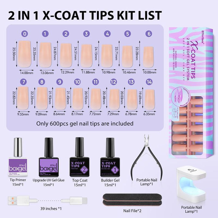 Kit Natural X-Coat Tips® - Mezcla de colores - Cuadrado