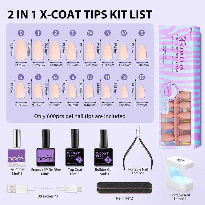 X-Coat Tips®Natural Kit -Mix Color-Almond
