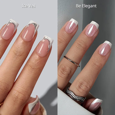Uñas postizas cuadradas francesas elegantes