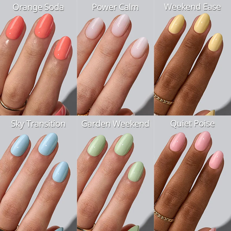 Uñas postizas ovaladas sólidas para uso diario