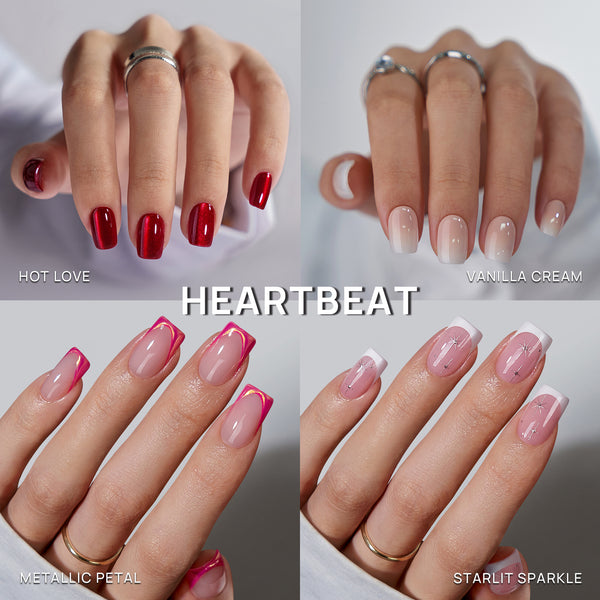 Heart Beat Press On Nails Set - 4 Boxes