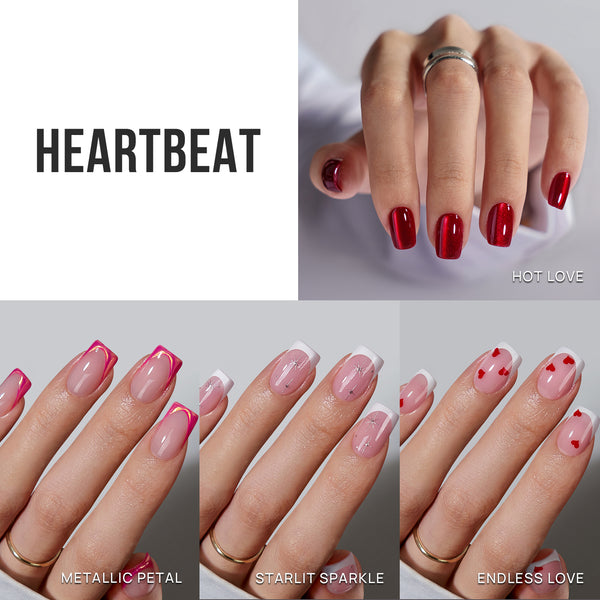 Heart Beat Press On Nails Set - 4 Boxes