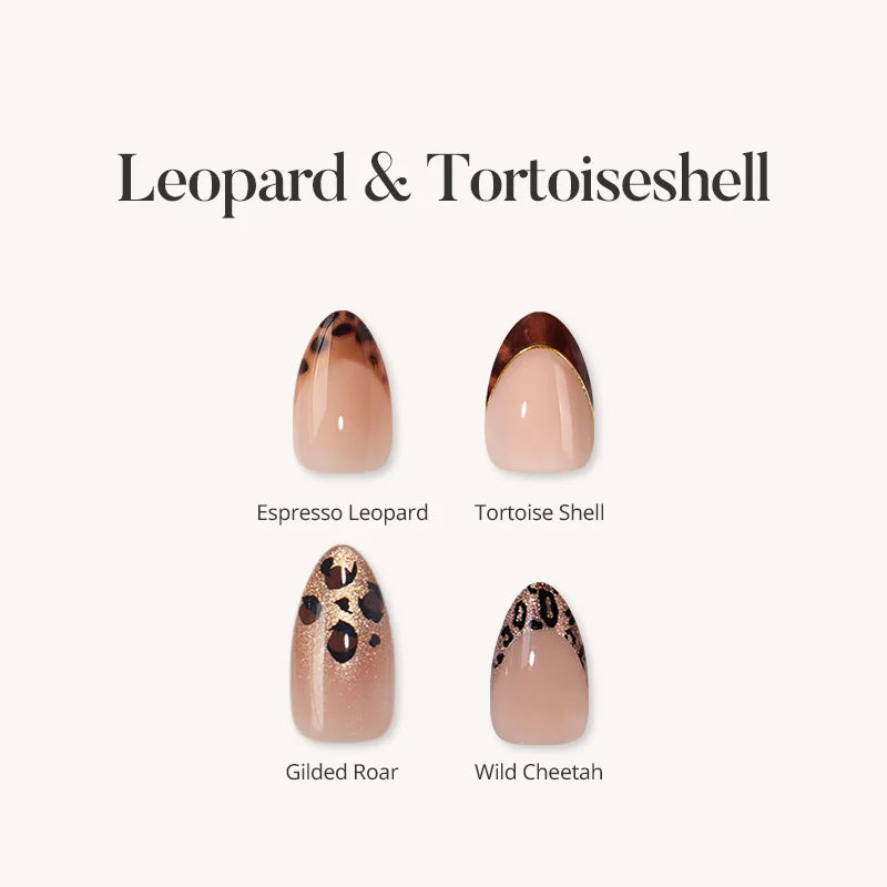 Uñas postizas con punta de leopardo y carey