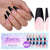 French X-Coat Tips® - Pink Long Coffin Black Tips 150 pcs - 15 sizes