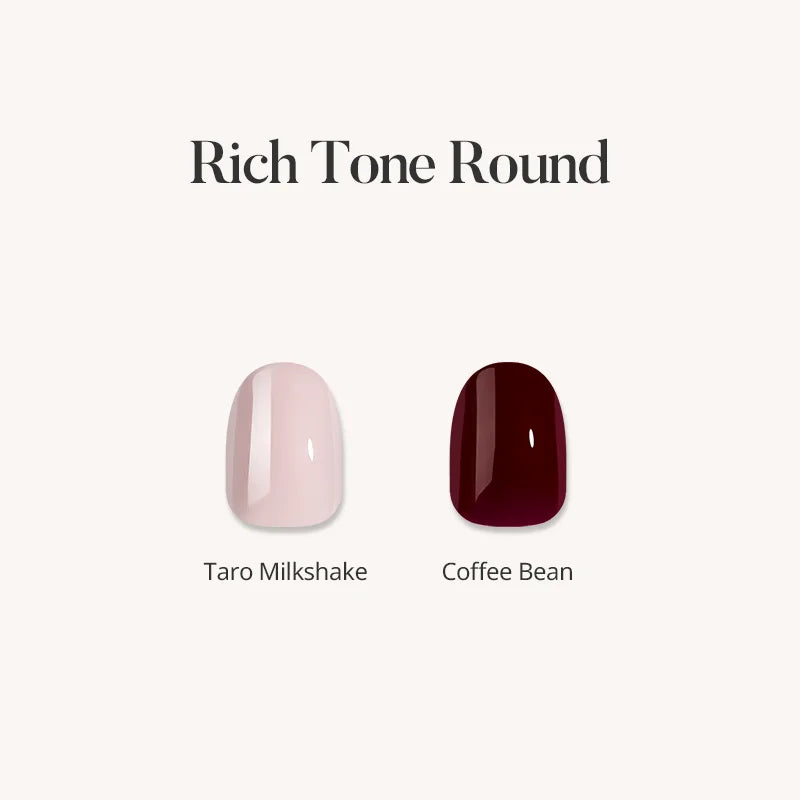 Rich Tone Round Almond Press On Nails