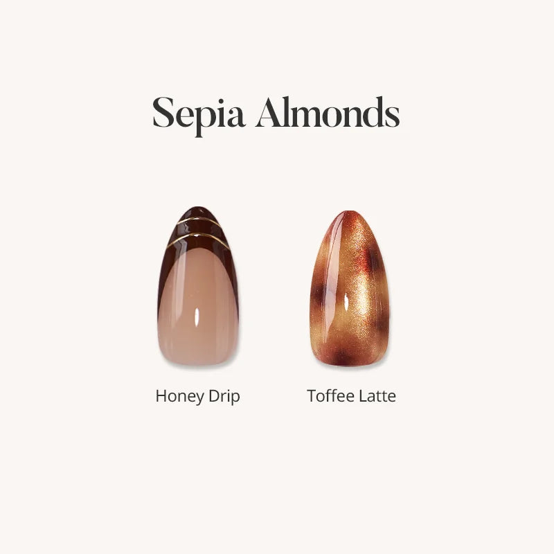 Sepia Almonds Press On Nails
