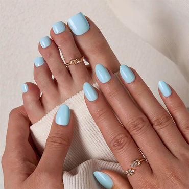 Sky Blue Mani & Pedi Press On Nails