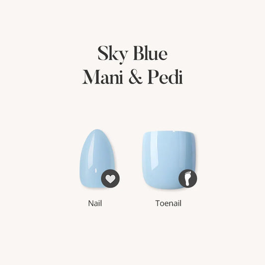 Sky Blue Mani & Pedi Press On Nails