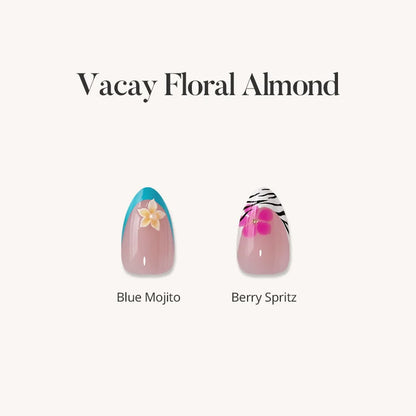 Vacay Floral Almond Press On Nails
