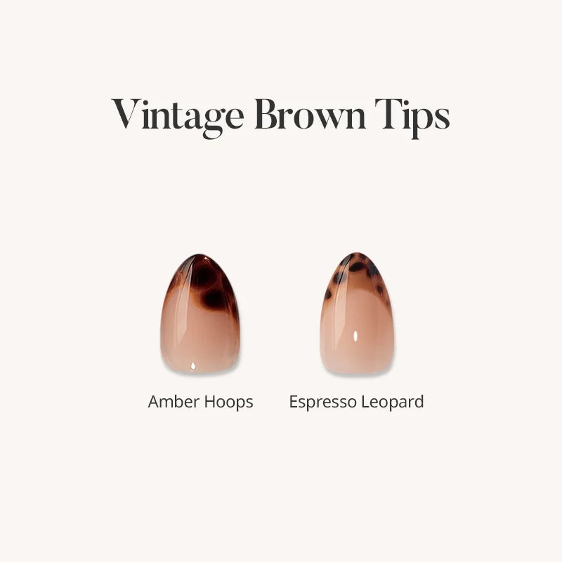 Vintage Brown Tips Press On Nails