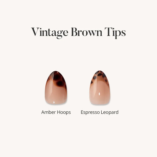 Vintage Brown Tips Press On Nails