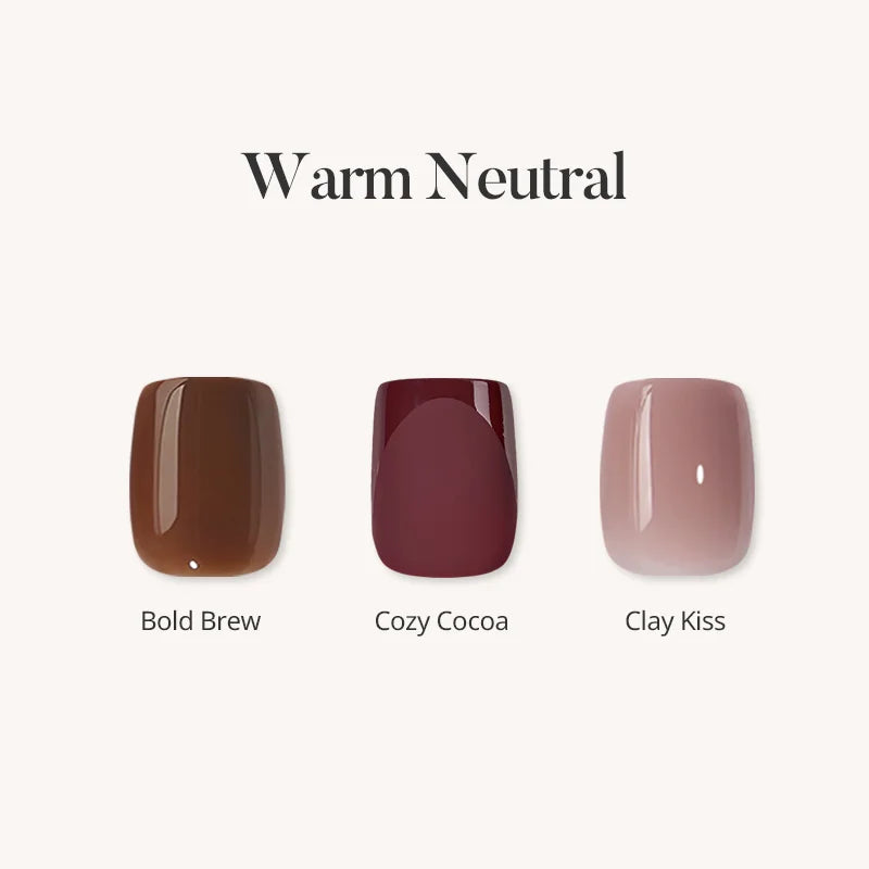Warm Neutral Square Trio Press On Nails