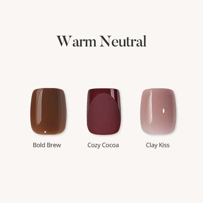 Warm Neutral Square Trio Press On Nails