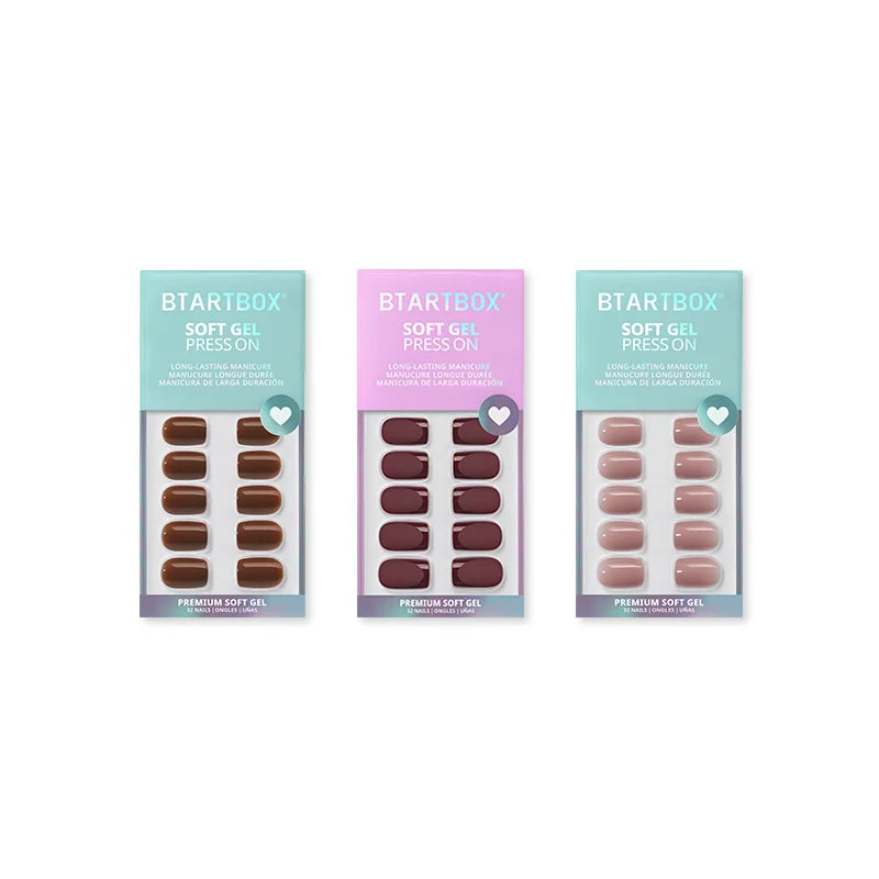 Warm Neutral Square Trio Press On Nails