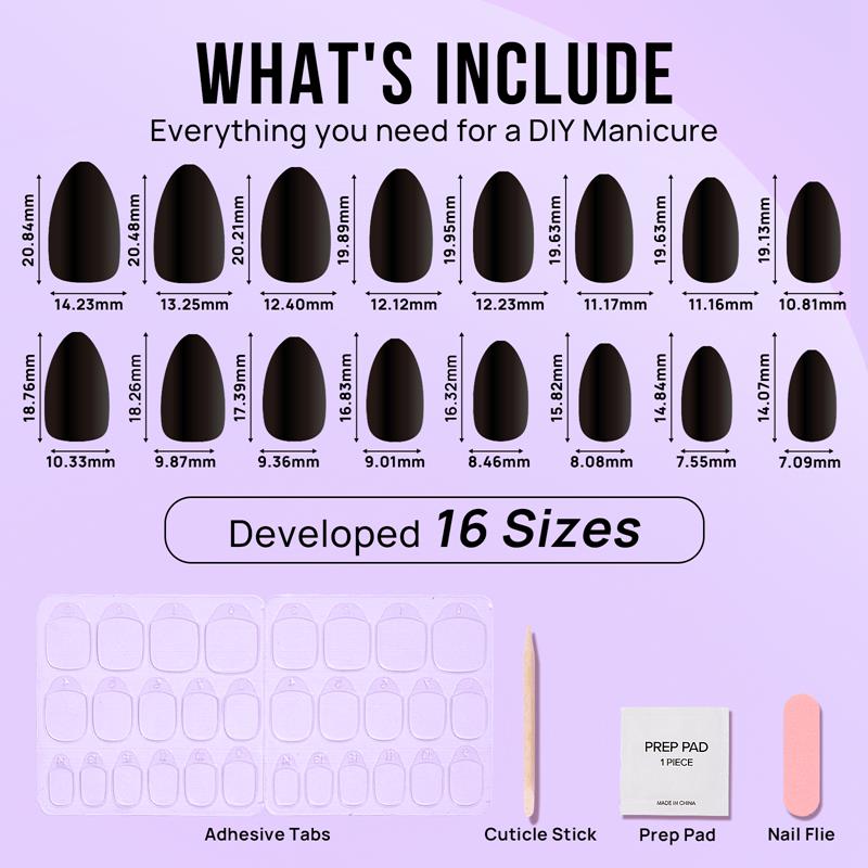 Black Velvet Almond Nails - Soft Gel Press On