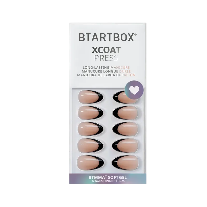 Black French Almond Nails - XCOATPRESS