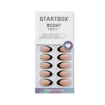 Black French Almond Nails - XCOATPRESS