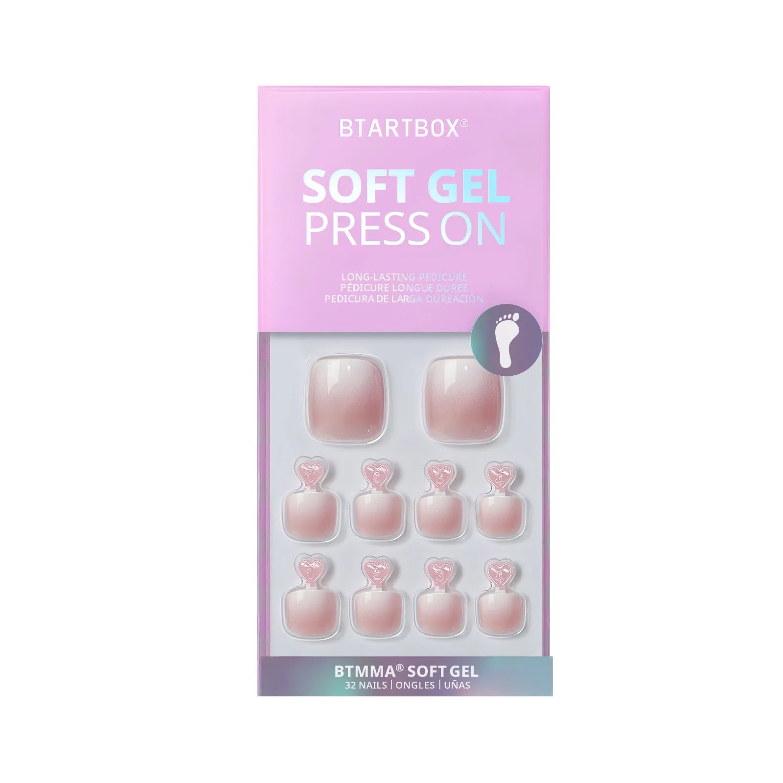Pink Ombré Baby Boomer Short Squoval - Press On Toe Nail