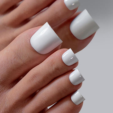 lvory White Square - Press On Toe Nail