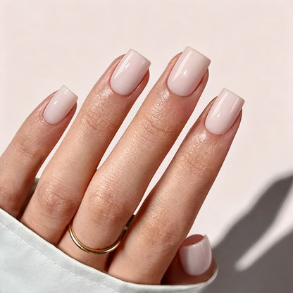Heeled Neutral Square Nails - Soft Gel Press On