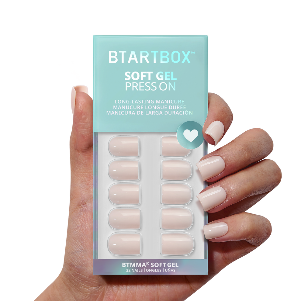 Brief Nude short square press-on nails in a neutral shade