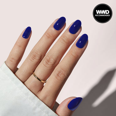 Mystic Navy Blue Oval Nails