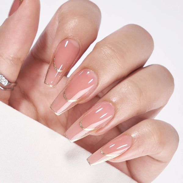 Gilded French Coffin Nails - Press On Nails