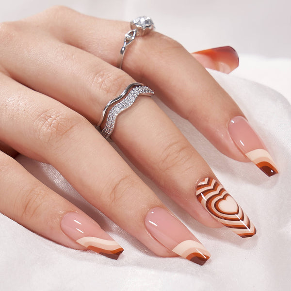 Latte Love Coffin Nails – Press On Nails