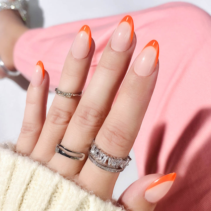 orange almond nails