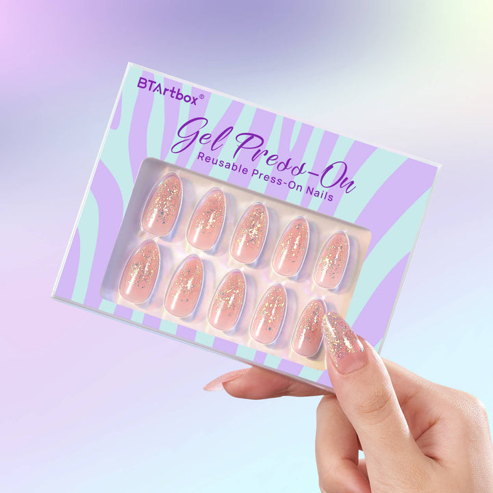 Pink Sparkle Almond Nails - Press On Nails – BTArtbox Nails
