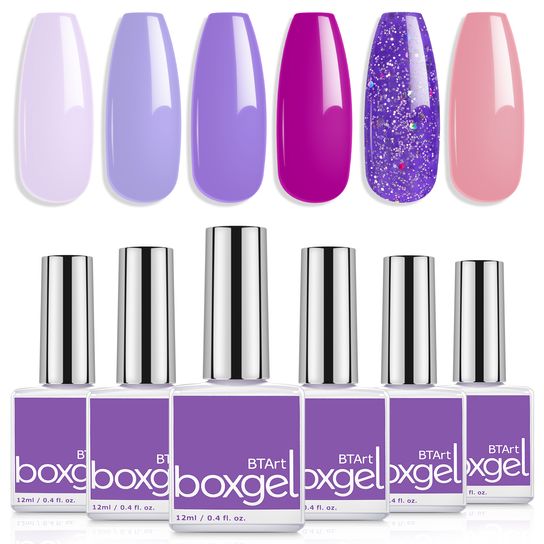 Purple Gel Nail Polish Set - 6 Colors*12ml
