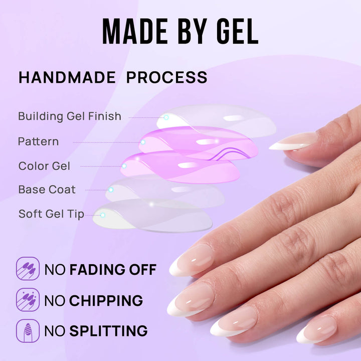 White French Almond Nails Press On Nails French Nails