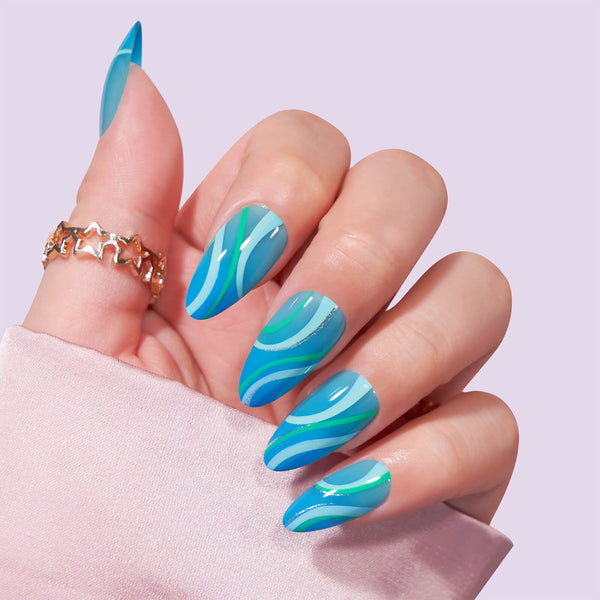 Blue Ocean Almond Nails - Press On Nails