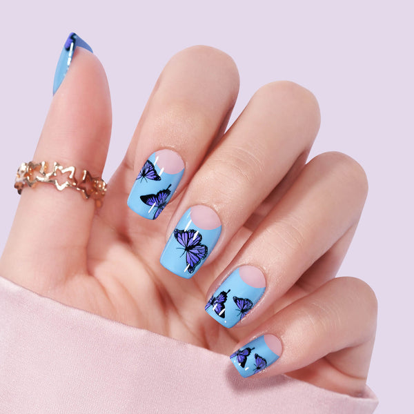 Flying Butterflies Square Nails - Press On Nails