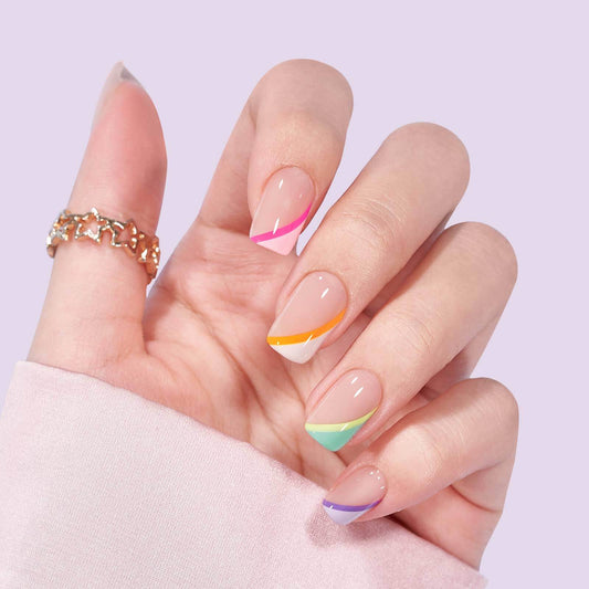 Pastellfarbene quadratische Nägel – Press On Nails